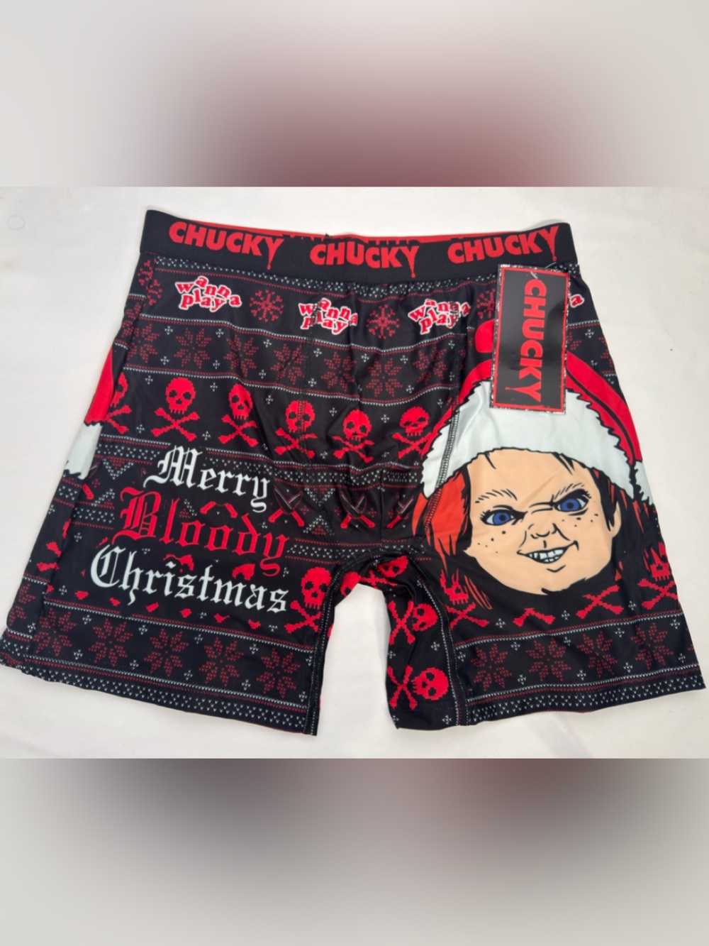 Chucky Men's Black & Red 'Merry Bloody Christmas' Boxer Briefs